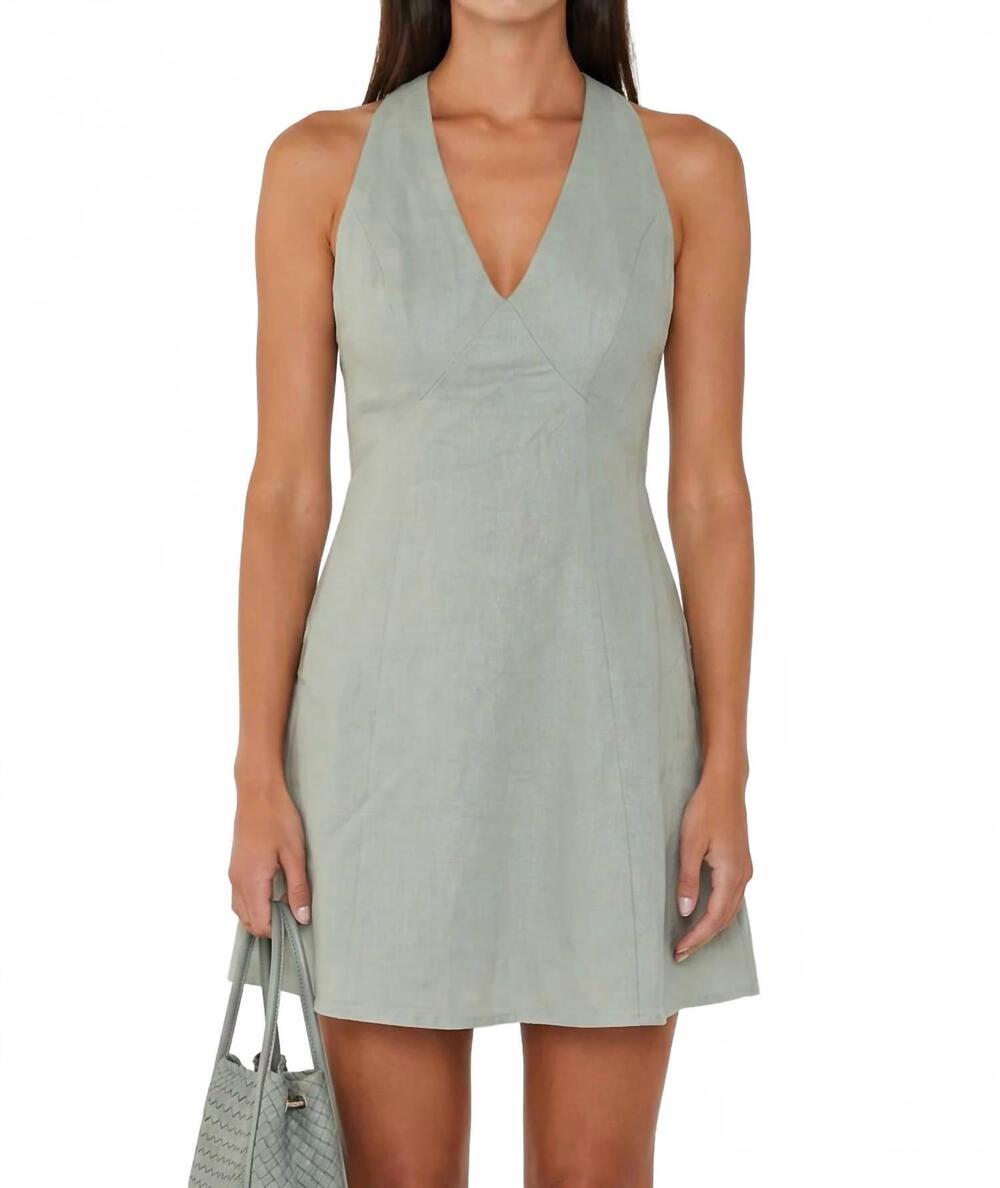 NEW ROBERTSON + RODEO seabreeze linen v-neck dress in sage